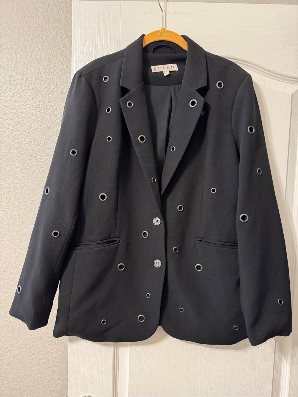 dolan Black Eyelet-Embellished Women's Blazer LARGE
